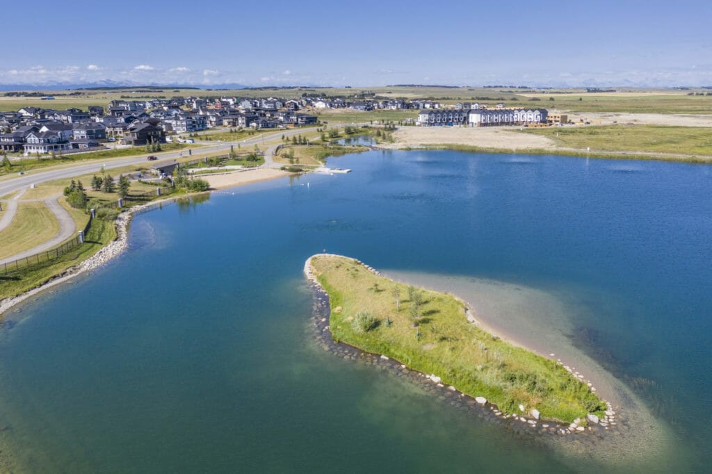 Aerial image of possible amenities in a new community