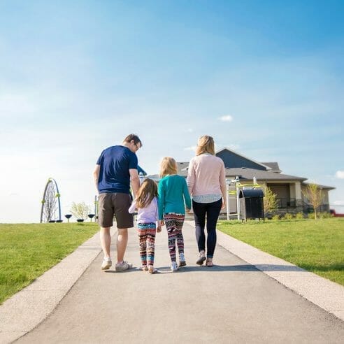 Family walking around the neighbourhood